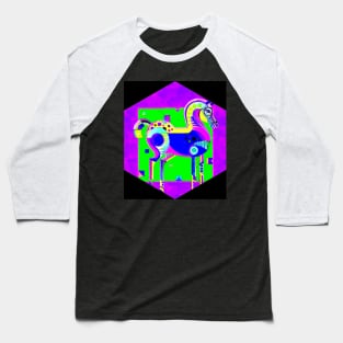 Horse Surreal Decorative Colorful Abstract Print Baseball T-Shirt